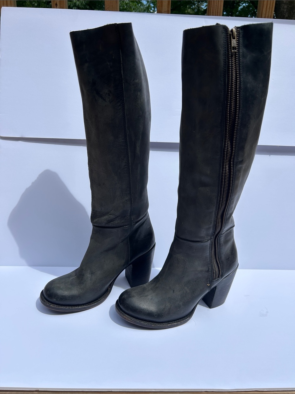 Freebird by Steven “Beau” Tall Boots – Dark Gray/Stone Leather – Women’s size 9